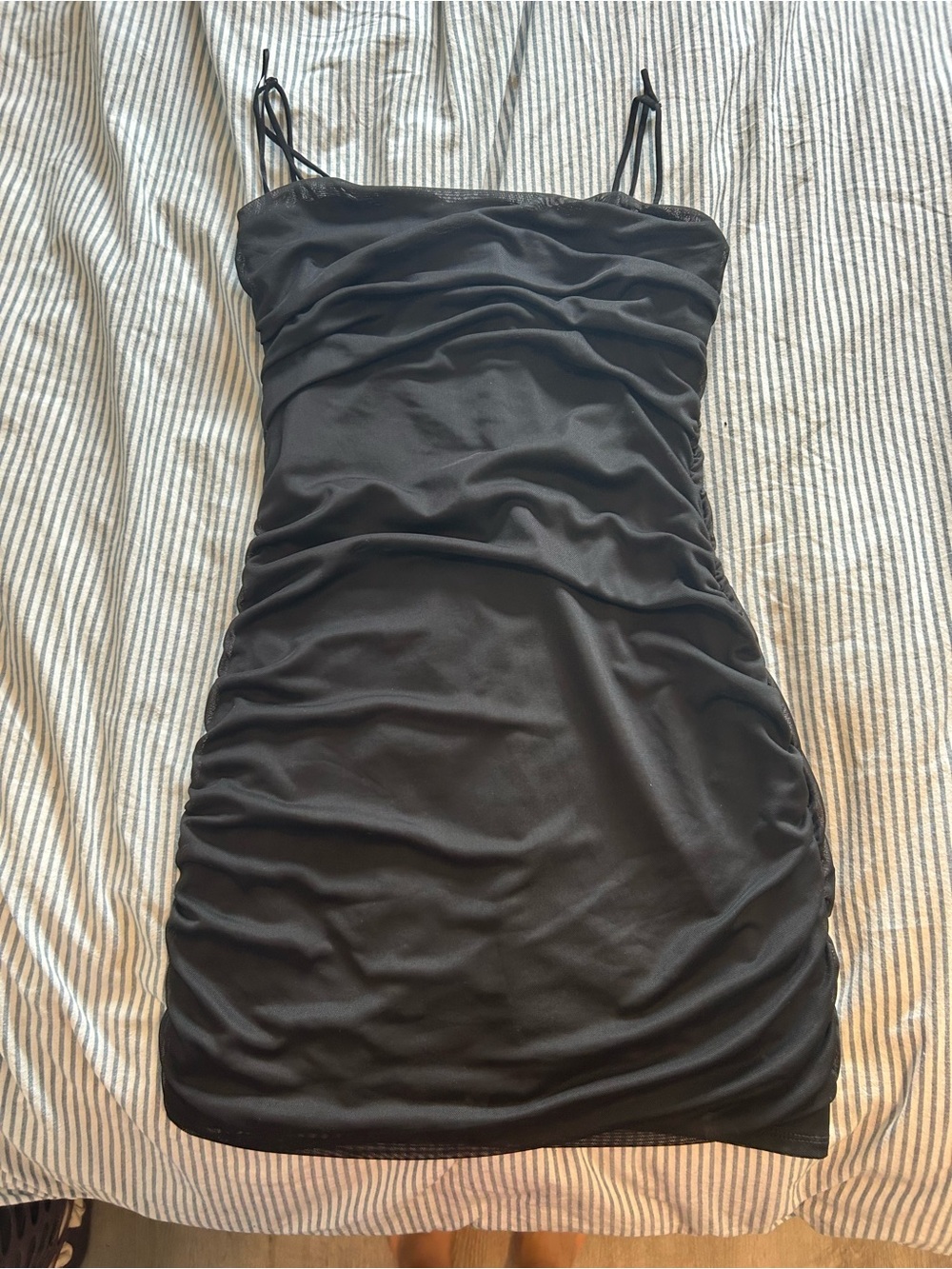 Eclipse Black Ruched Mini Slip Dress